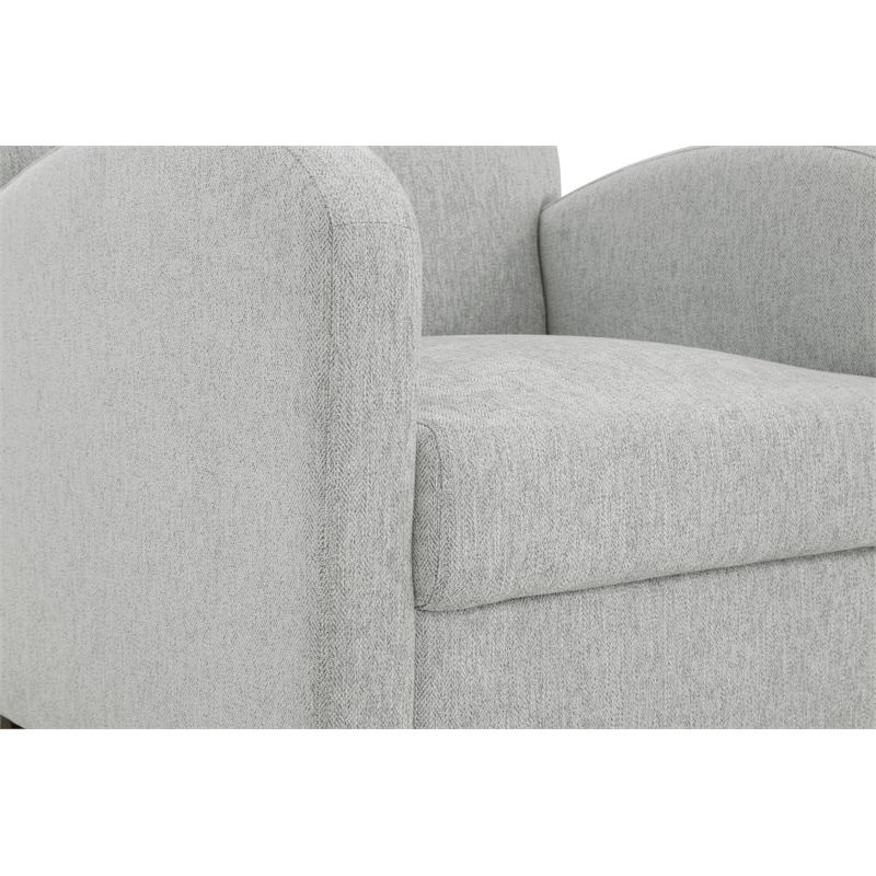 Aiden Chair & Ottoman Herringbone Smoke Gray Fabric with Medium Espresso Legs