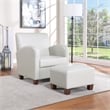 Aiden Chair & Ottoman Cream Faux Leather with Medium Espresso Legs