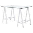 Middleton Writing Desk with Clear Glass Top and White Base