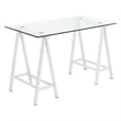 Middleton Writing Desk with Clear Glass Top and White Base