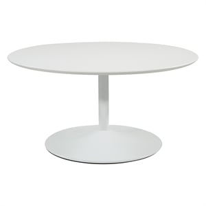 OSP Home Furnishings Flower Coffee Table with White Top and White Metal Base