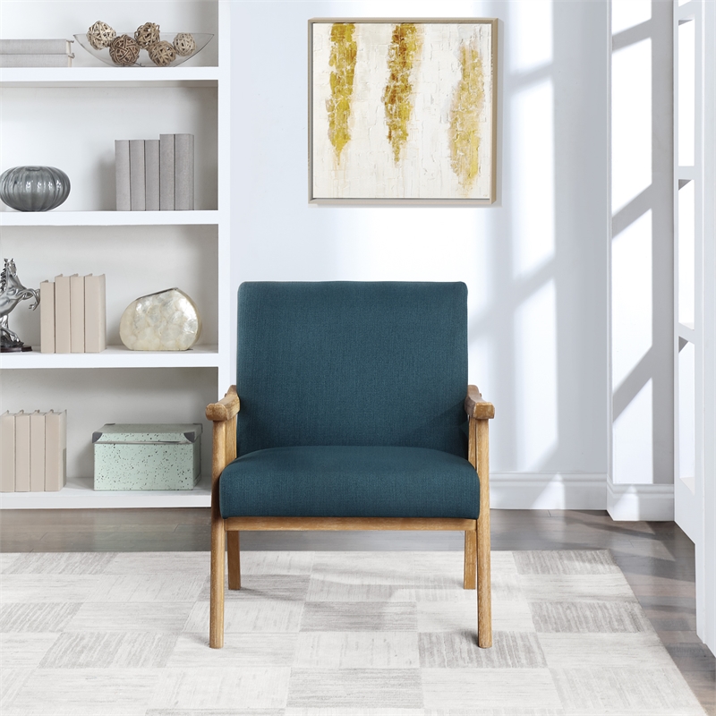 Weldon Chair in Klein Azure Blue Fabric with Brushed Finished Frame