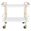 Alios Serving Cart in White Metal and Gold Frame