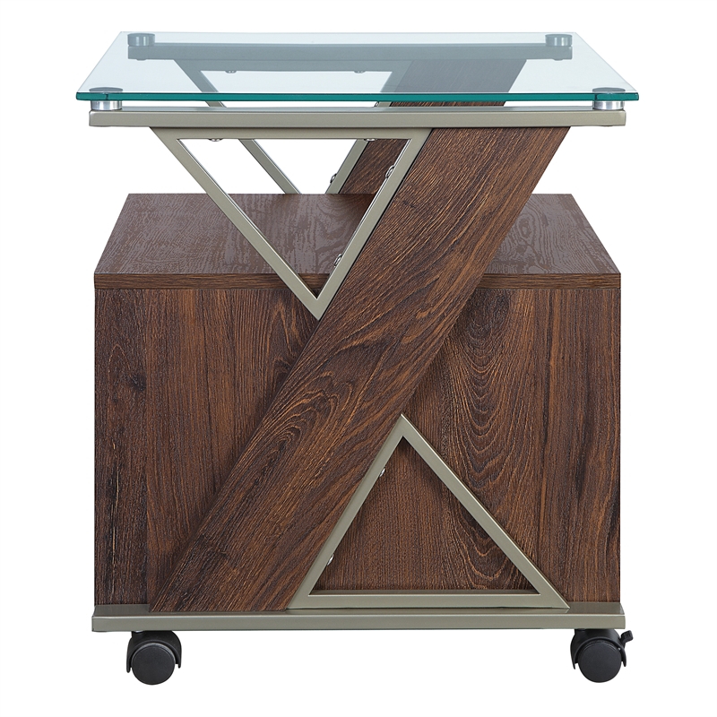 Zenos Mobile File Cabinet with Casters in Traditional Cherry Red Engineered Wood
