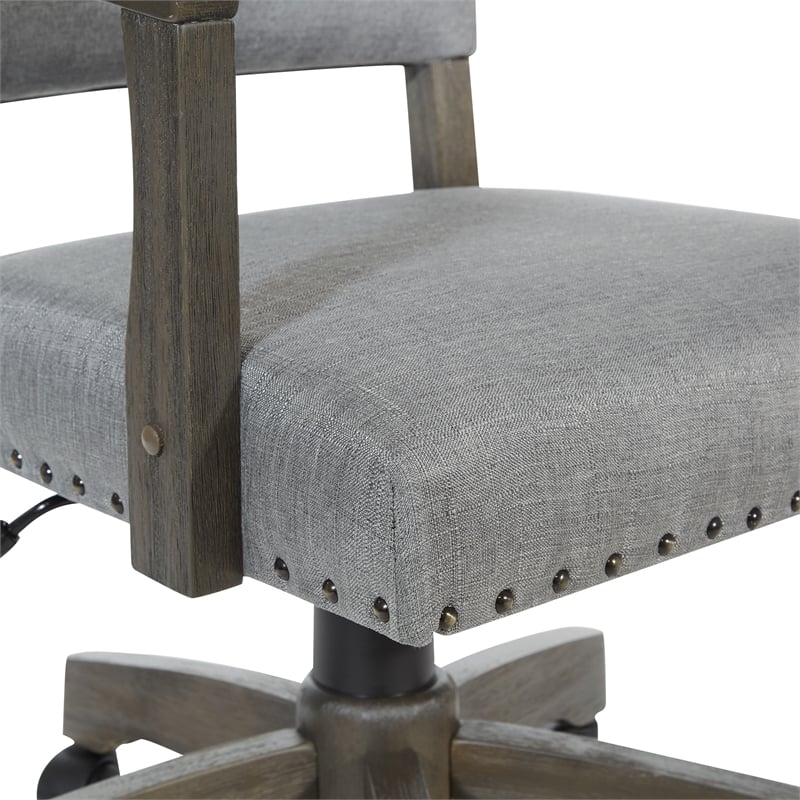 Santina Bankers Chair with Antique Gray Finish and Gray Fabric