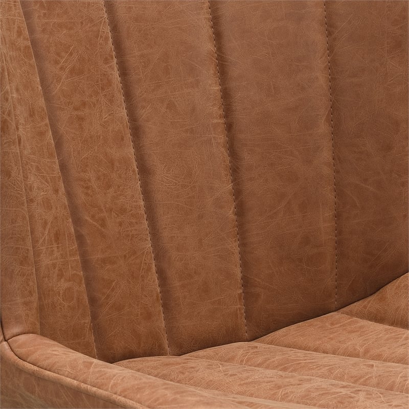 Kirkdale Adjustable Stool 2-Pack in Sand Brown Faux Leather