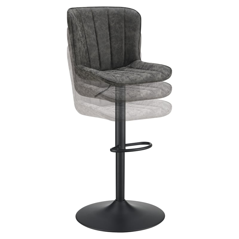 Kirkdale Adjustable Stool 2-Pack in Charcoal Faux Leather