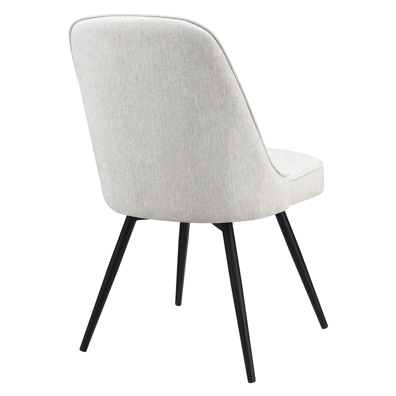 Martel Swivel Chair in Cream Herringbone Fabric with Black Legs