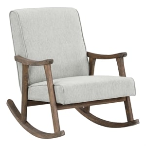 Gainsborough Rocker in Smoke Ash Fabric with Brushed Brown Finish Frame