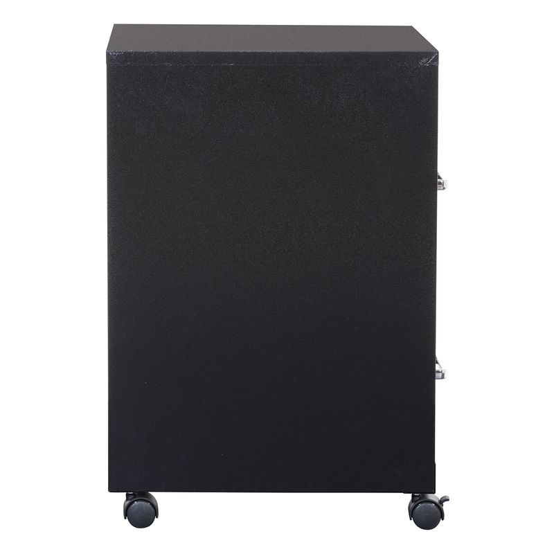2 Drawer Mobile Locking Metal File Cabinet in Black