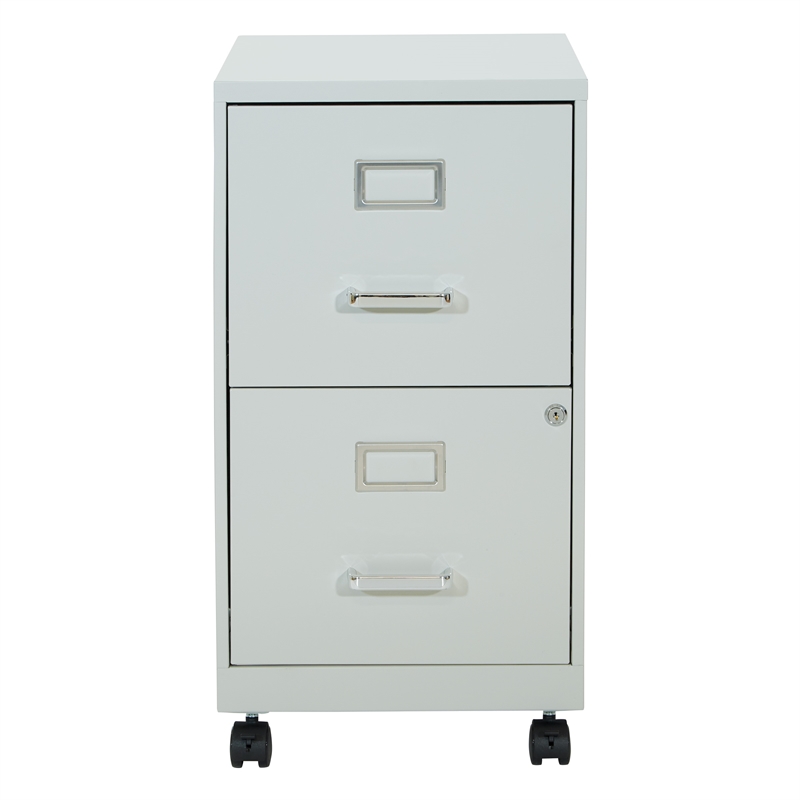 2 Drawer Mobile Locking Metal File Cabinet in Gray