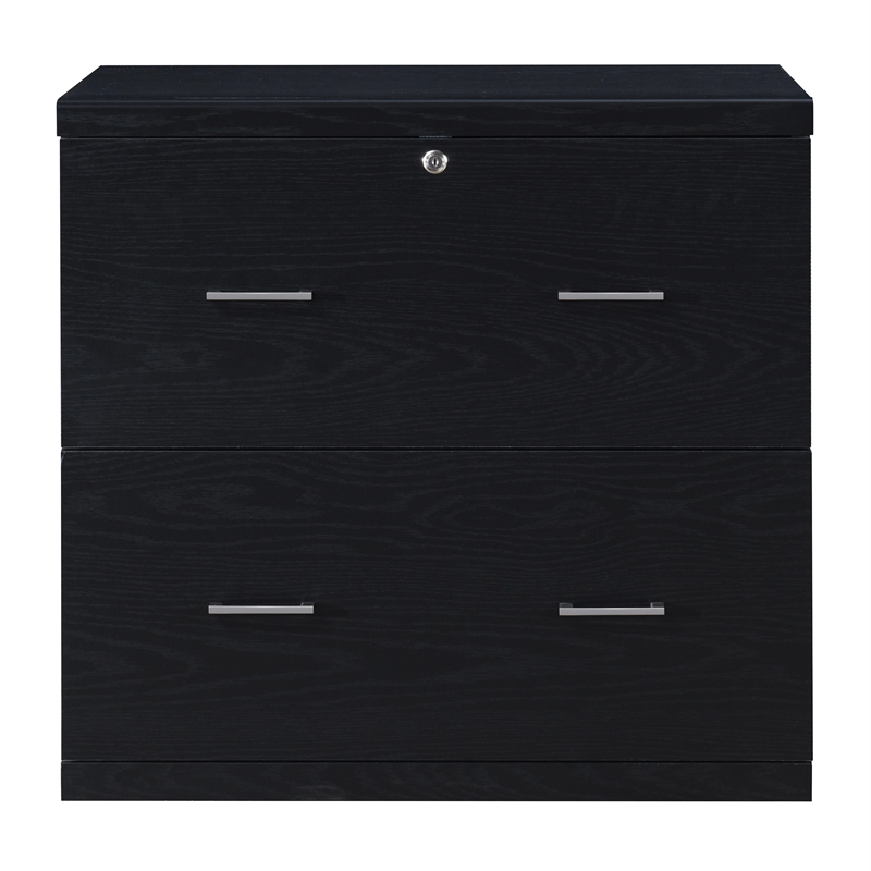 Alpine 2-Drawer Engineered Wood Lateral File with Lockdowel  in Black Finish