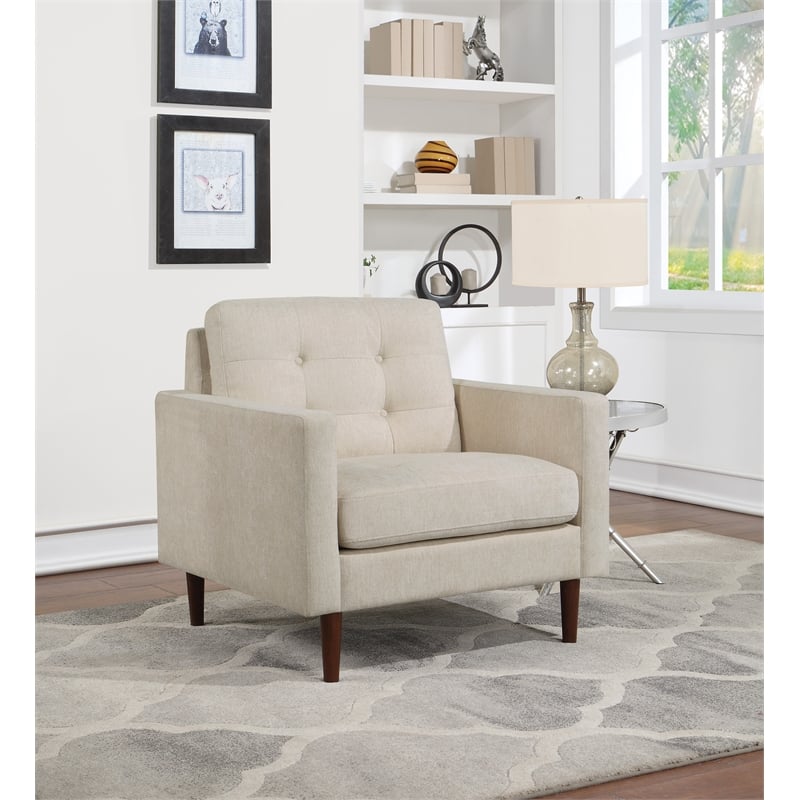 Grayburn Mid-Century Chair in Cream Fabric