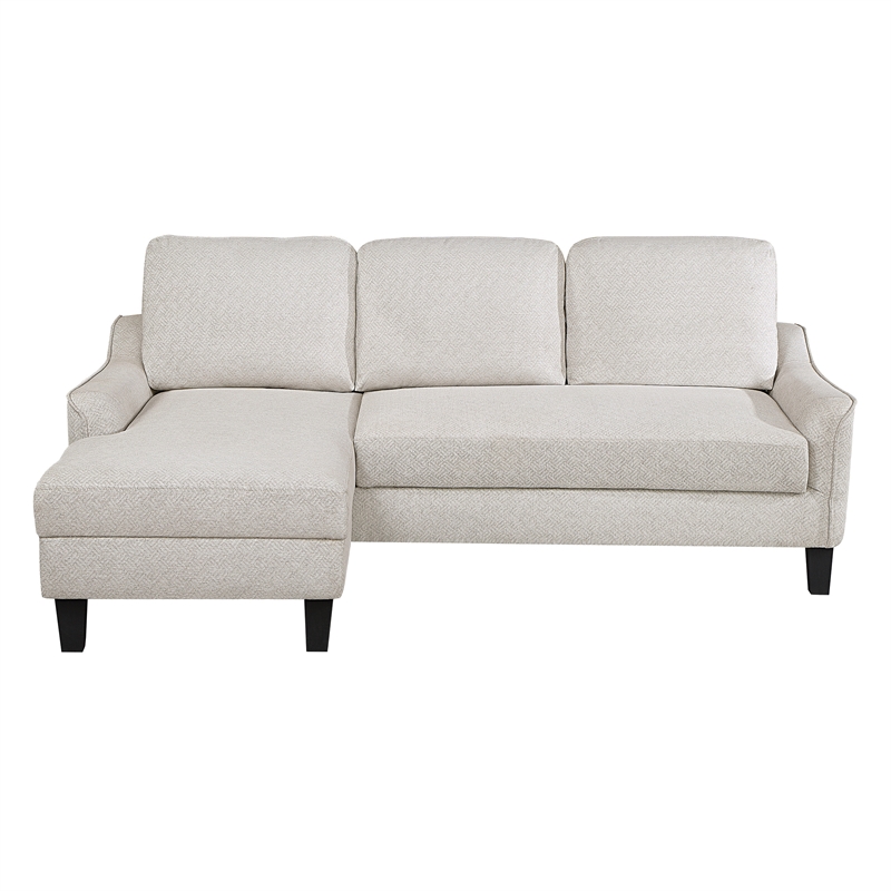 Lester Sofa with Chaise and Twin Sleeper in Cement Gray Fabric with Black legs