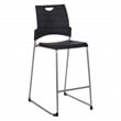 Tall Stacking and Ganging Chair with Black Plastic Seat & Back 2-Pack