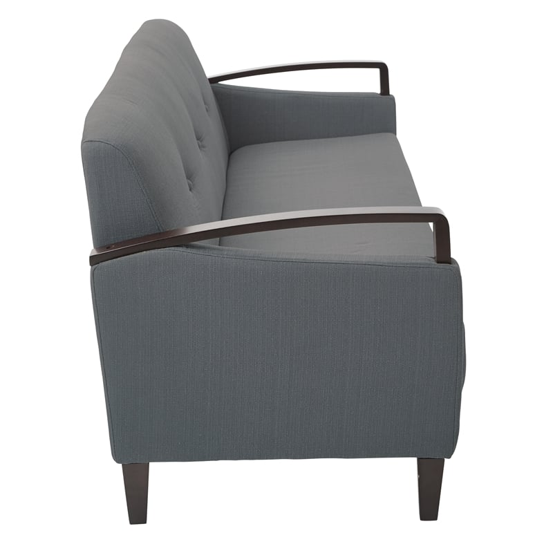 Main Street Sofa in Charcoal Fabric and Dark Espresso Finish Wood Accents