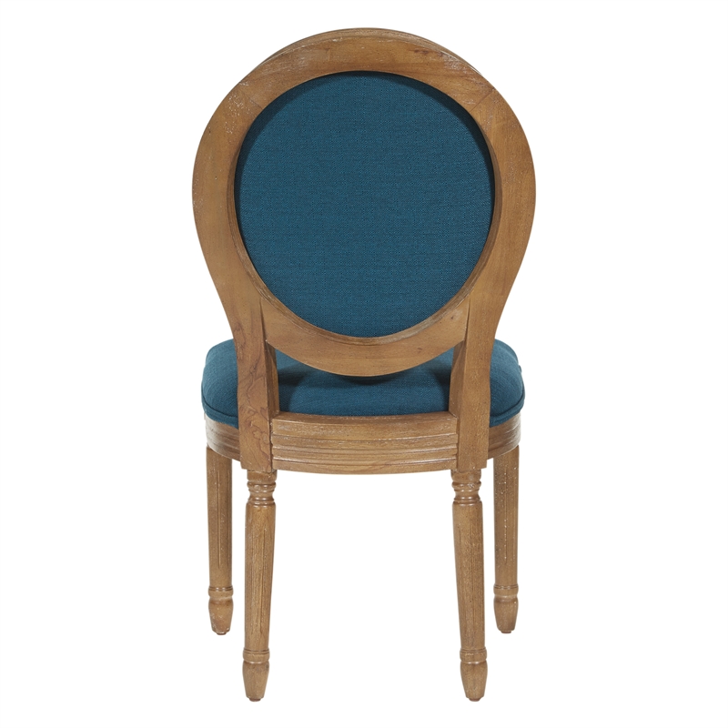 Lillian Oval Back Chair in Klein Azure Blue Fabric with Brushed Frame