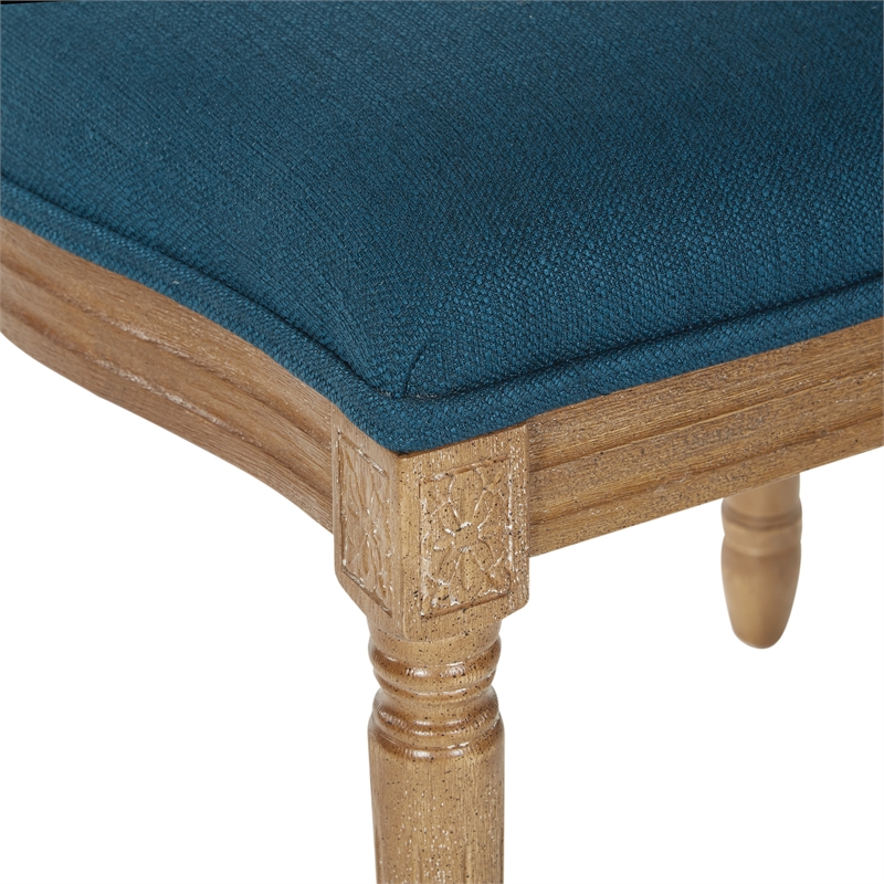Lillian Oval Back Chair in Klein Azure Blue Fabric with Brushed Frame