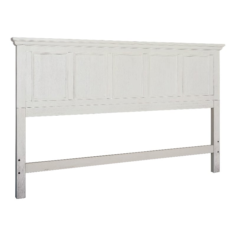 Farmhouse Basics King Bed Headboard in Rustic White Engineered Wood