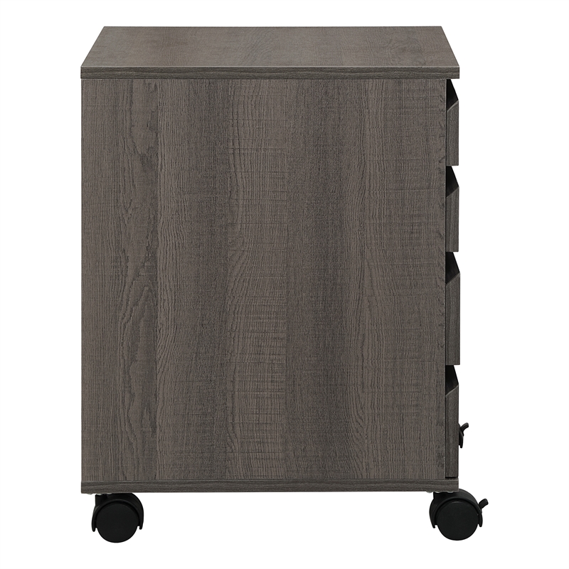 Holly 4-Drawer Mobile Storage Cart in Engineered Wood Farm Oak Finish