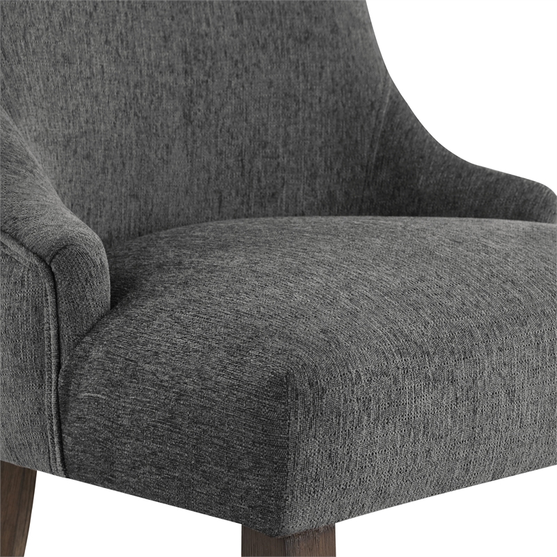 Leona Dining Chair In Charcoal Fabric with Grey Brushed Leg Finish - 2-Pack