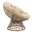 Papasan Chair- Cream Round Pillow Cushion Fabric- Natural Wicker Weave