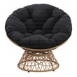 Papasan Chair- Black Round Pillow Cushion Fabric - Natural Wicker Weave