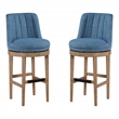 Rowan 2-Pack Swivel Barstool in Navy Fabric with Medium Oak legs