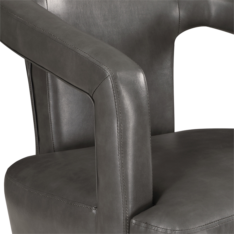 Mason Accent Reception Chair in Pewter Gray Faux Leather