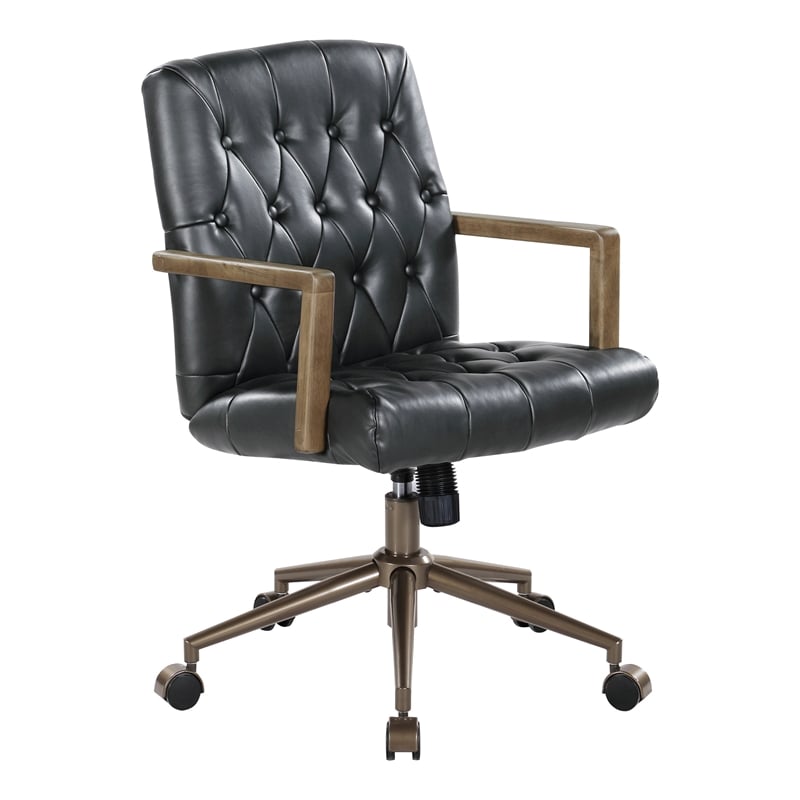 Waltham Office Chair in Black Faux Leather