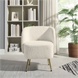 Abrina Vanity Chair in Textured Cream Fabric with Gold Legs