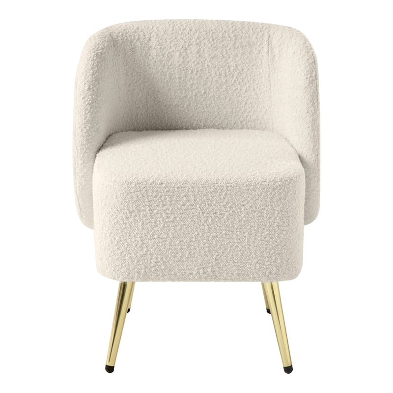 Abrina Vanity Chair in Textured Cream Fabric with Gold Legs