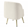 Abrina Vanity Chair in Textured Cream Fabric with Gold Legs
