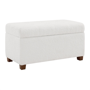 Metro Storage Ottoman in Ivory Sherpa Fabric