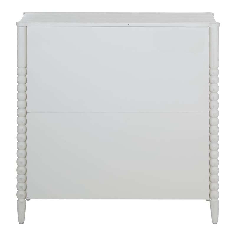 Spindle 3-Drawer Chest in Engineered Wood Sandcastle Antique White Finish