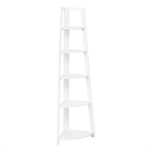 Bayfront 5-Self Corner Folding Bookcase in Willow White Wood Finish
