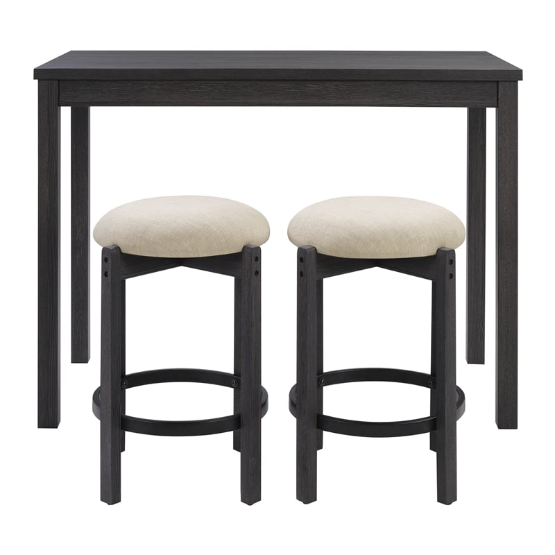 Melissa Counter Height Table Dining Set with Power 2 Stools Cream Fabric Seats