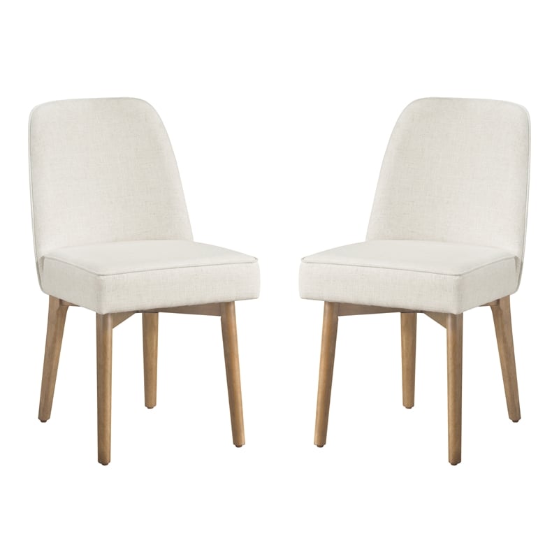 Jada Dining Chair 2-Pack in Linen Fabric with Oak Finish Wood