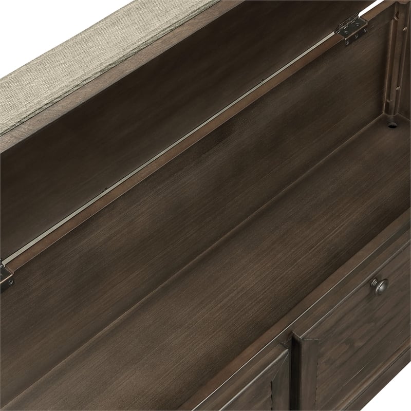 Dover Storage Bench Engineered Wood in Dark Walnut Finish with Beige Cushion