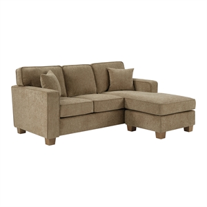 Franklin Sectional in Taupe Fabric and Medium Oak Finished Wood Legs