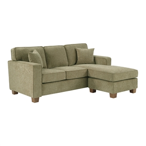 Franklin Sectional in Sea Green Fabric and Medium Oak Finished Wood Legs