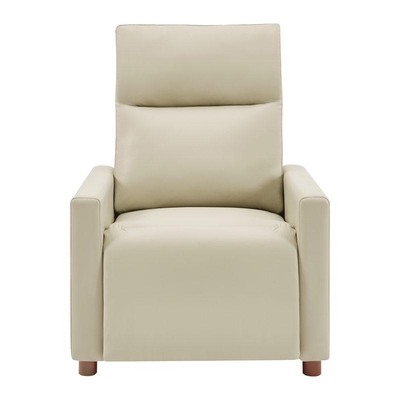 Vincent Pushback Recliner in Faux Leather Taupe Fabric