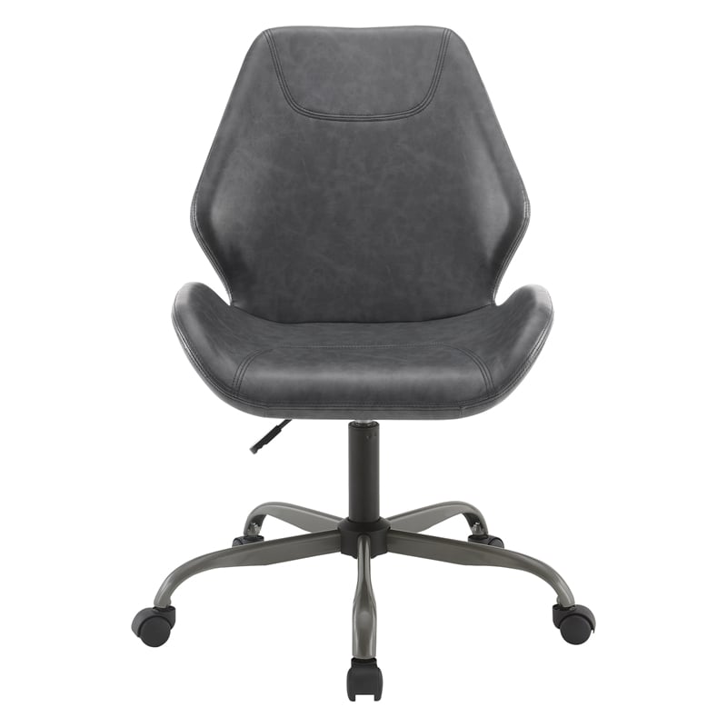 Topanga Office Chair in Black Faux Leather and Titanium Finish Base
