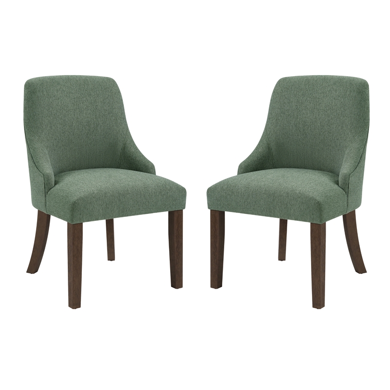Leona Dining Chair In Green Fabric with Grey Brushed Legs - 2 Pack