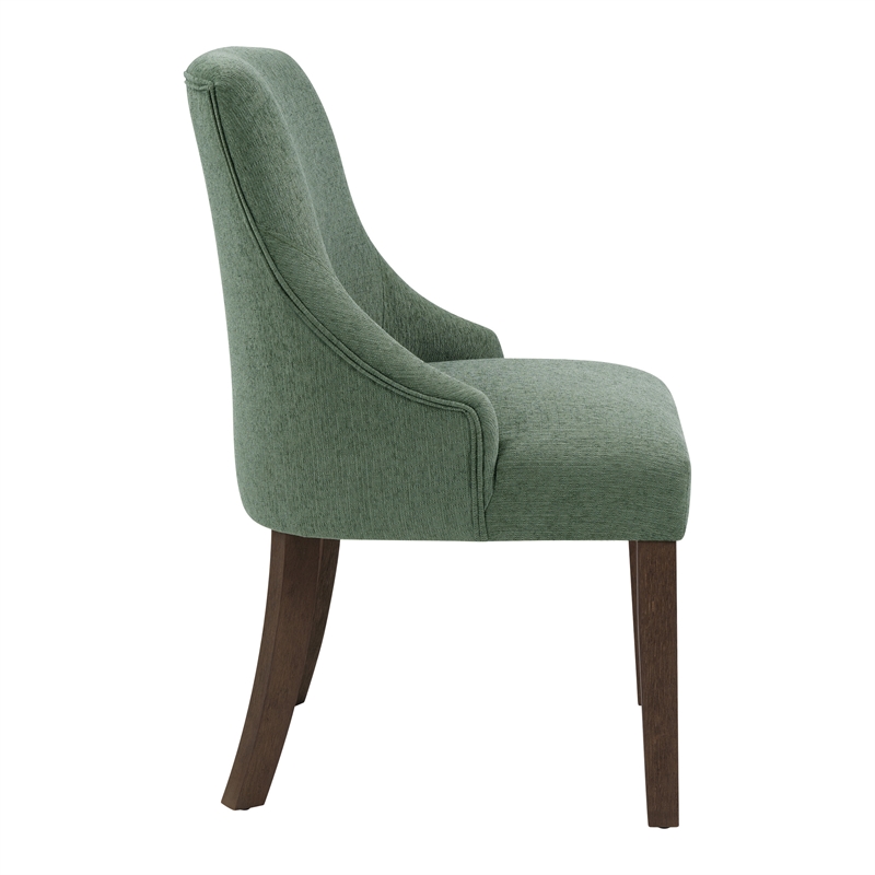 Leona Dining Chair In Green Fabric with Grey Brushed Legs - 2 Pack
