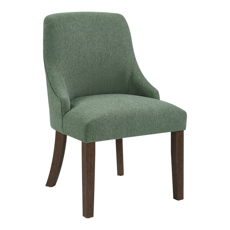 Leona Dining Chair In Green Fabric with Grey Brushed Legs - 2 Pack