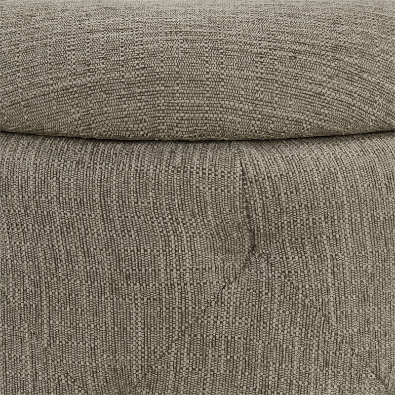 Erindale Round Storage Ottoman in Dolphin Fabric