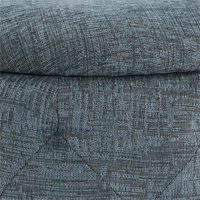 Erindale Round Storage Ottoman in Navy Fabric