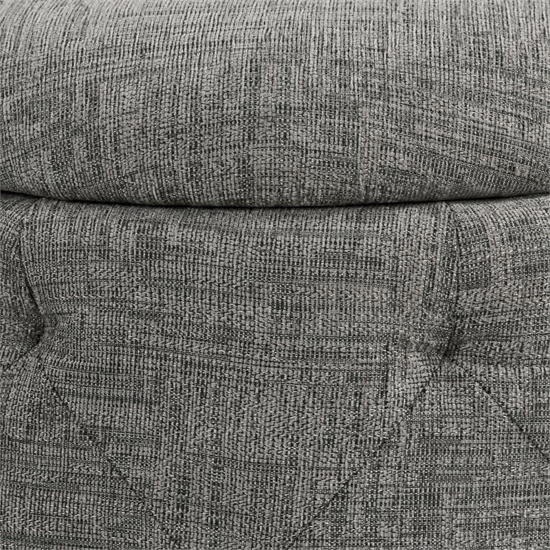 Erindale Round Storage Ottoman in Charcoal Fabric