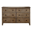 Origins by Alpine Classic Wood 6 Drawer Dresser in Natural Gray